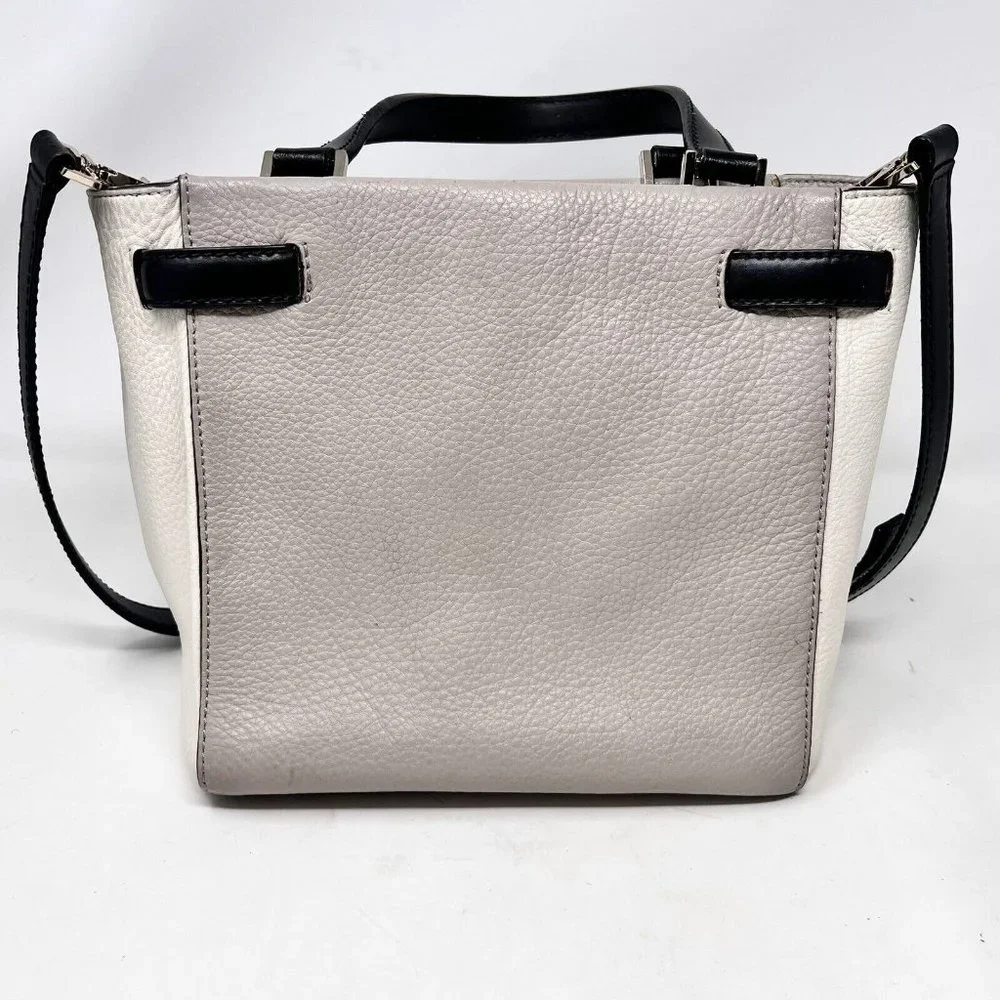 Kate Spade Houston Street Cream White Black Handbag Leather Purse Neutral Office